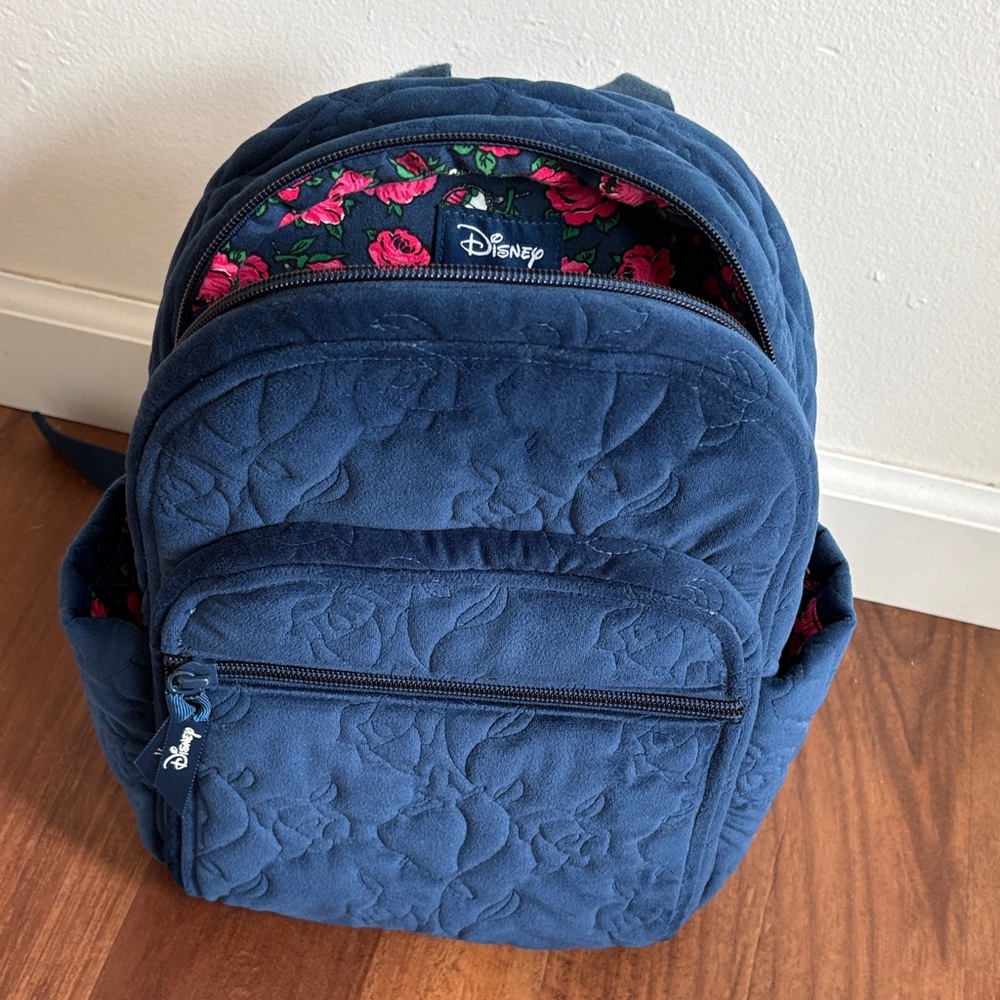 Vera Bradley Disney Navy Quilted Small Backpack with Rose Lining - Picture 1 of 3